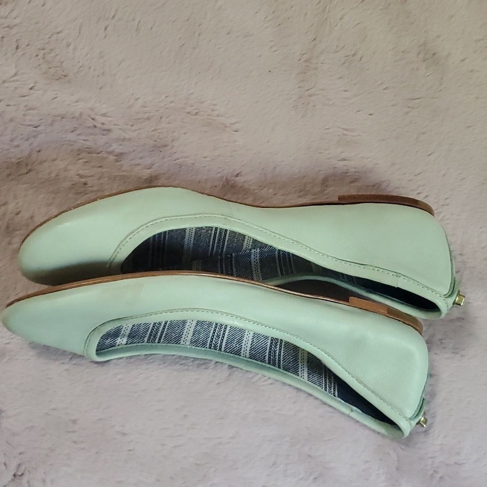 Coach August Leather Comfort Slip On Ballet Flats Light Green Size 6 - Picture 5 of 10